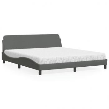 ARDEBO.de - Bett mit Matratze Dunkelgrau 180x200 cm Stoff