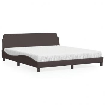 ARDEBO.de - Bett mit Matratze Dunkelbraun 180x200 cm Stoff