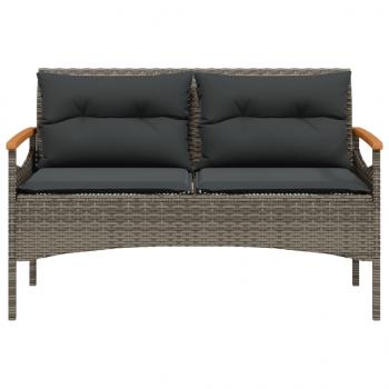 4-tlg. Garten-Sofagarnitur mit Kissen Grau Poly Rattan