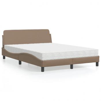 ARDEBO.de - Bett mit Matratze Cappuccino-Braun 120x200 cm Kunstleder