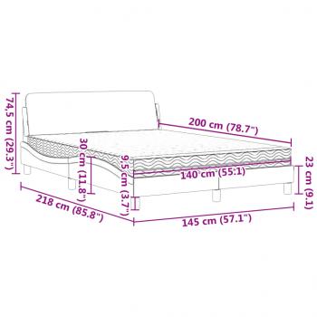 Bett mit Matratze Hellgrau 140x200 cm Samt