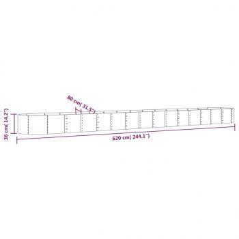 Hochbeet Pulverbeschichteter Stahl 620x80x36 cm Grau