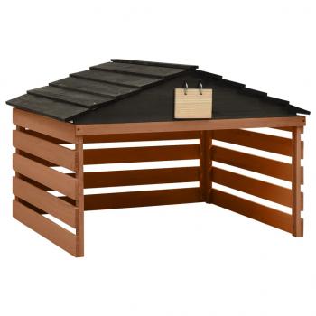 ARDEBO.de - Mähroboter-Garage Schwarz und Braun 78x74x54 cm Tannenholz