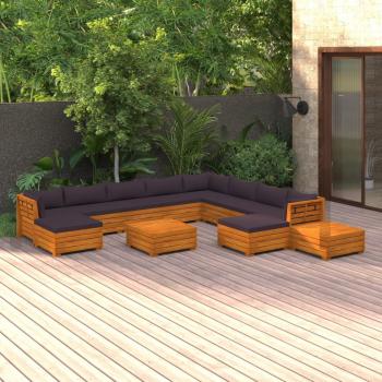 ARDEBO.de - 12-tlg. Garten-Lounge-Set mit Kissen Massivholz Akazie