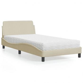 ARDEBO.de - Bett mit Matratze Creme 100x200 cm Stoff