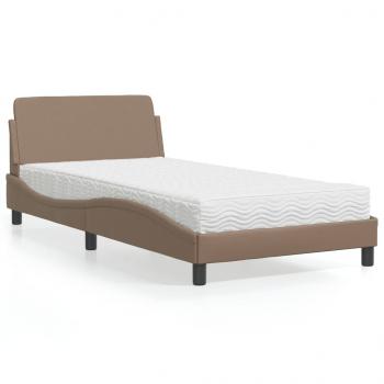 ARDEBO.de - Bett mit Matratze Cappuccino-Braun 100x200 cm Kunstleder