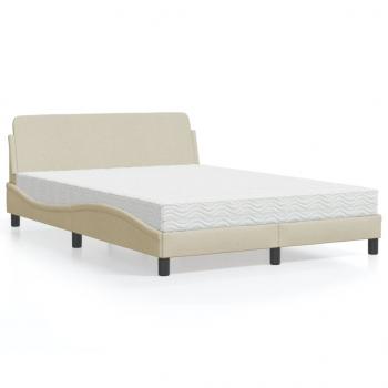 ARDEBO.de - Bett mit Matratze Creme 140x190 cm Stoff