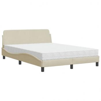 Bett mit Matratze Creme 140x190 cm Stoff