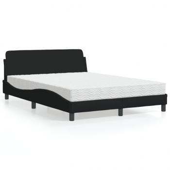 ARDEBO.de - Bett mit Matratze Schwarz 140x200 cm Stoff