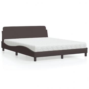 ARDEBO.de - Bett mit Matratze Dunkelbraun 160x200 cm Stoff