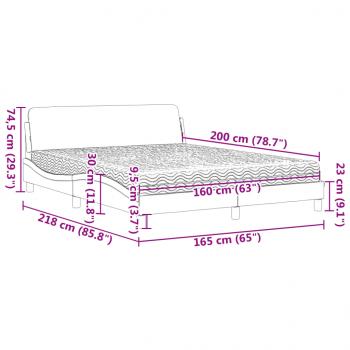 Bett mit Matratze Schwarz 160x200 cm Samt