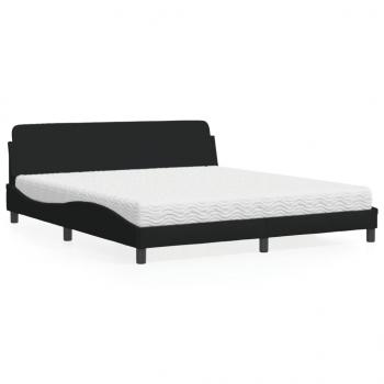 ARDEBO.de - Bett mit Matratze Schwarz 180x200 cm Stoff