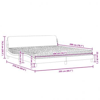 Bett mit Matratze Dunkelgrau 200x200 cm Stoff