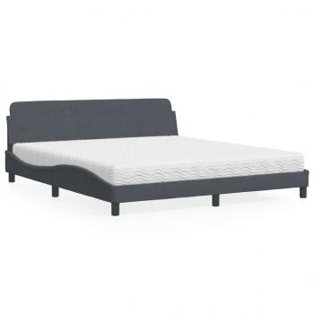 ARDEBO.de - Bett mit Matratze Dunkelgrau 180x200 cm Samt