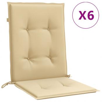 Niedriglehner-Auflagen 6 Stk. Melange Beige 100x50x4 cm Stoff