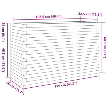 Pflanzkübel Wachsbraun 110x40x68,5 cm Massivholz Kiefer