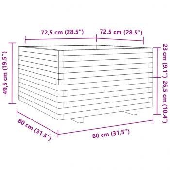 Pflanzkübel Weiß 80x80x49,5 cm Massivholz Kiefer