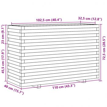 Pflanzkübel Wachsbraun 110x40x72,5 cm Massivholz Kiefer