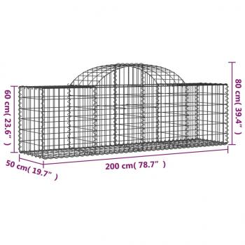 Gabionen mit Hochbogen 25 Stk. 200x50x60/80 cm Verzinktes Eisen