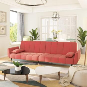 ARDEBO.de - Schlafsofa 2-Sitzer mit 2 Kissen Rosa Samt