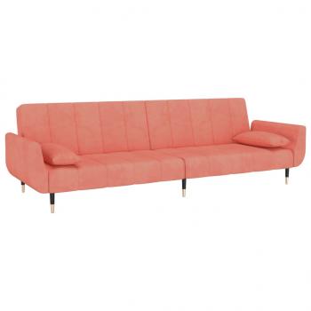 Schlafsofa 2-Sitzer mit 2 Kissen Rosa Samt