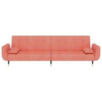 Schlafsofa 2-Sitzer mit 2 Kissen Rosa Samt