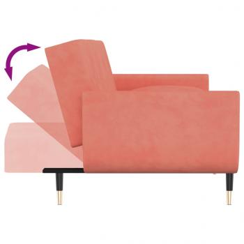 Schlafsofa 2-Sitzer mit 2 Kissen Rosa Samt