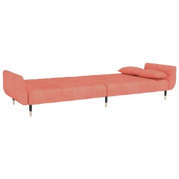 Schlafsofa 2-Sitzer mit 2 Kissen Rosa Samt