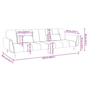 Schlafsofa 2-Sitzer mit 2 Kissen Weinrot Samt