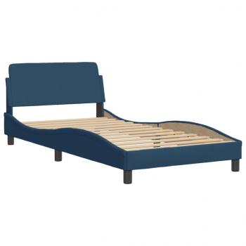 Bett mit Matratze Blau 100x200 cm Stoff