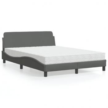 ARDEBO.de - Bett mit Matratze Dunkelgrau 120x200 cm Stoff