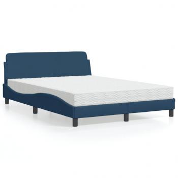 ARDEBO.de - Bett mit Matratze Blau 140x190 cm Stoff