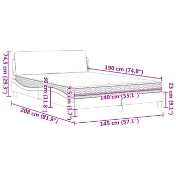 Bett mit Matratze Grau 140x190 cm Kunstleder