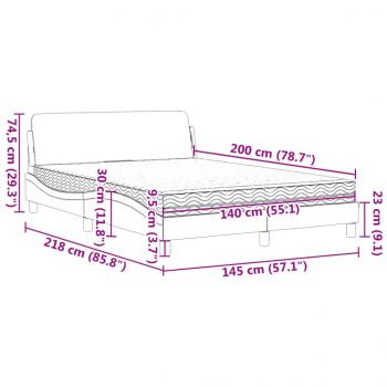 Bett mit Matratze Creme 140x200 cm Stoff