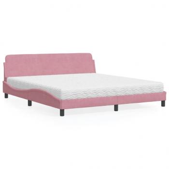 ARDEBO.de - Bett mit Matratze Rosa 180x200 cm Samt