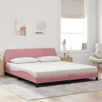 Bett mit Matratze Rosa 180x200 cm Samt