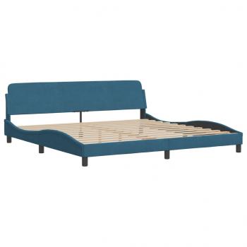 Bett mit Matratze Blau 200x200 cm Samt