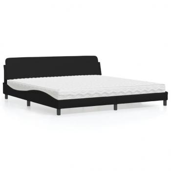 ARDEBO.de - Bett mit Matratze Schwarz 200x200 cm Kunstleder