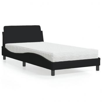 ARDEBO.de - Bett mit Matratze Schwarz 100x200 cm Stoff