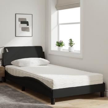 Bett mit Matratze Schwarz 100x200 cm Stoff