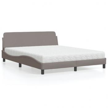 ARDEBO.de - Bett mit Matratze Taupe 160x200 cm Stoff