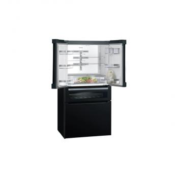 Siemens KF96RSBEA iQ700 Side-by-Side-Kombination mit Getränkeschublade, 90,6 cm breit, 572 L, noFrost, Multi-Airflow-System, Home Connect, schwarz