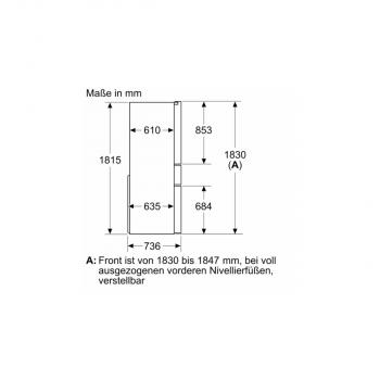 Siemens KF96RSBEA iQ700 Side-by-Side-Kombination mit Getränkeschublade, 90,6 cm breit, 572 L, noFrost, Multi-Airflow-System, Home Connect, schwarz