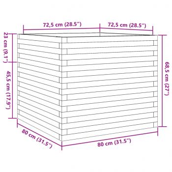 Pflanzkübel Wachsbraun 80x80x68,5 cm Massivholz Kiefer