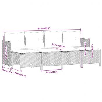 5-tlg. Garten-Sofagarnitur mit Kissen Braun Poly Rattan