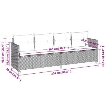 5-tlg. Garten-Sofagarnitur mit Kissen Braun Poly Rattan