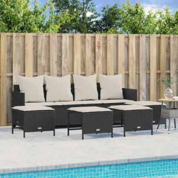 ARDEBO.de - 5-tlg. Garten-Sofagarnitur mit Kissen Schwarz Poly Rattan