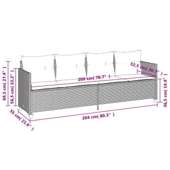 5-tlg. Garten-Sofagarnitur mit Kissen Beige Poly Rattan