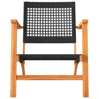 3-tlg. Bistro-Set Schwarz Poly Rattan und Massivholz Akazie