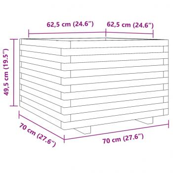 Pflanzkübel Wachsbraun 70x70x49,5 cm Massivholz Kiefer